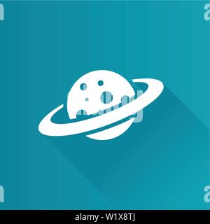 Planet Saturn icon in Metro user interface color style. Plasma belt satellite Stock Vector