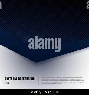 Abstract paper art and halftone style layout template. Dark blue gradient triangles overlapping realistic shadows on white background luxury concept. Stock Vector