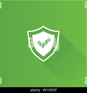Shield icon with check mark in Metro user interface color style.  Protection guard safety Stock Vector
