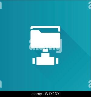 Shared folder icon in Metro user interface color style. Computer network, file sharing Stock Vector