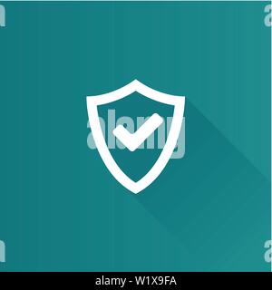 Shield icon with check mark in Metro user interface color style.  Protection guard safety Stock Vector