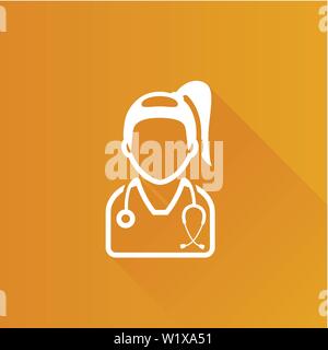 Woman doctor icon in Metro user interface color style. Medical healthcare stethoscope Stock Vector