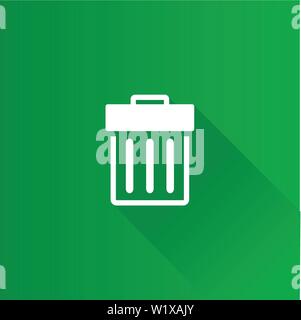 Trash bin icon in Metro user interface color style. Garbage can clean office bucket Stock Vector