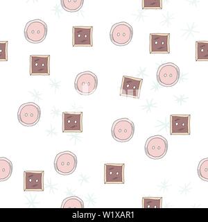 Seamless pattern of sewing buttons. Doodle hand-drawn illustration vector Stock Vector