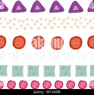 Seamless pattern of sewing buttons. Doodle hand-drawn illustration vector Stock Vector