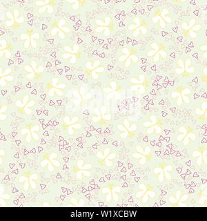 Seamless multicolored doodle background with flowers and butterflies. Vector illustration for packaging and printing on fabric Stock Vector