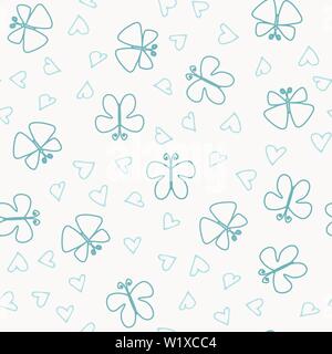 Seamless multicolored doodle background with flowers and butterflies. Vector illustration for packaging and printing on fabric Stock Vector