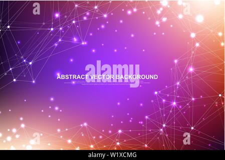 Abstract plexus background with connected lines and dots. Plexus geometric effect Big data with compounds. Lines plexus, minimal array. Digital data Stock Vector
