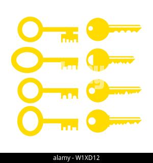Set of Different Yellow Key Icon Stock Vector