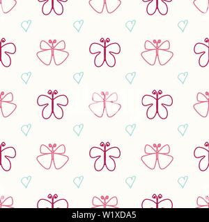 Seamless multicolored doodle background with flowers and butterflies. Vector illustration for packaging and printing on fabric. Stock Vector