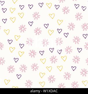 Seamless multicolored doodle background with flowers and butterflies. Vector illustration for packaging and printing on fabric. Stock Vector