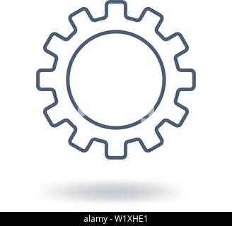 Outline Gear Icon. Setting symbol. Flat style. Vector illustration isolated on white background. Stock Vector