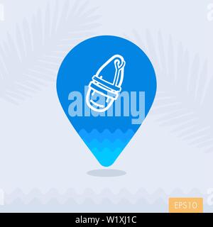 Support, help and assistance with torpedo rescue lifeguard buoy vector pin map icon. Beach Map pointer. Summer Map markers. Holiday. Summertime. Vacat Stock Vector