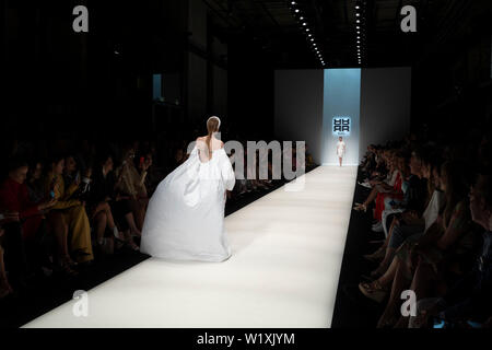 A model during Riani show  at MBFW in Berlin. (Photo by Beata Siewicz/Pacific Press) Stock Photo