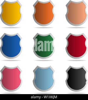 Set of Colored Shields isolated on white background. Security icon. Protection icon. Vector illustration for your design Stock Vector