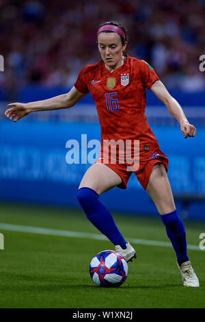 LYON, FRANCE - JULY 02: Rose Lavelle of the USA in action during the 2019 FIFA Women's World Cup France Semi Final match between England and USA at Stade de Lyon on July 2, 2019 in Lyon, France. (Photo by David Aliaga/MB Media) Stock Photo