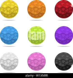 Set of Vector Colorful Magic Spheres with Shadow. Colored Abstract Balls. Paper Effect. Vector illustration for Your Design, Web. Stock Vector