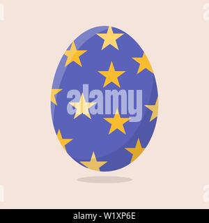 Vector Easter Egg isolated on beige background. Colorful Egg with Stars Pattern. Flat Style. For Greeting Cards, Invitations. Vector illustration for Stock Vector