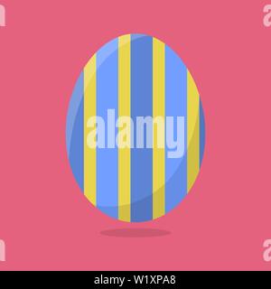 Vector Easter Egg isolated on pink background. Colorful Egg with Stripes Pattern. Flat Style. For Greeting Cards, Invitations. Vector illustration for Stock Vector
