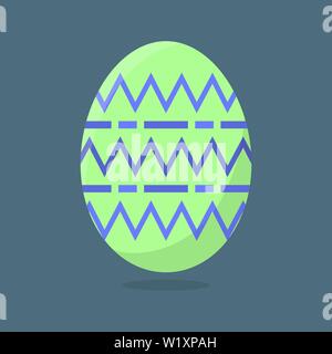 Vector Easter Egg isolated on grey background. Colorful Egg with Chevrons Pattern. Flat Style. For Greeting Cards, Invitations. Vector illustration fo Stock Vector