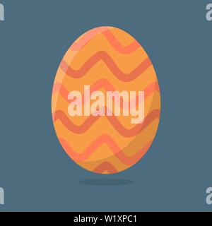 Vector Easter Egg isolated on grey background. Colorful Egg with Waves Pattern. Flat Style. For Greeting Cards, Invitations. Vector illustration for Y Stock Vector