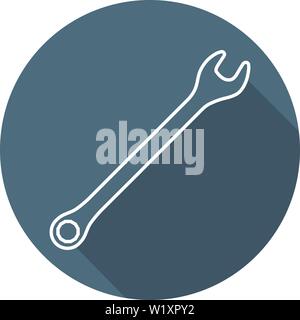 Combination Wrench Icon. Repair Symbol. Outline Flat Style. Vector illustration for Your Design, Web. Stock Vector