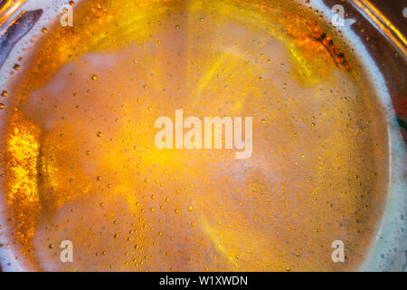 Closeup macro photo inside cup of beer Stock Photo