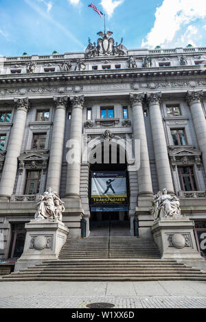 New York City, USA - August 1, 2018: Facade of the Alexander Hamilton U.S. Custom House in Manhattan, New York City, USA. The building is now the Nati Stock Photo