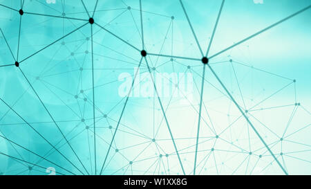 Connected lines polygonal layout, many triangles and circles connected Stock Photo