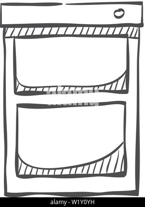 Office cabinet icon in doodle sketch lines. Files document information Stock Vector