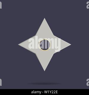Shuriken icon. Ninja weapon. Samurai equipment. Cartoon style. Clean and modern vector illustration for design, web. Stock Vector