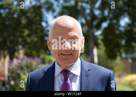 Westminster, London, UK. 4th July, 2019. Lord Michael Cashman on College Green, outside Parliament. Penelope Barritt/Alamy Live News Stock Photo