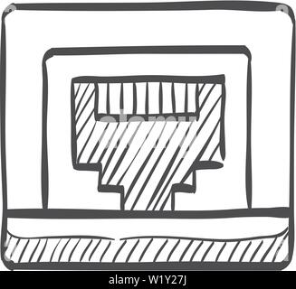 Local area connector icon in doodle sketch lines. Computer network internet connection broadband infrastructure Stock Vector