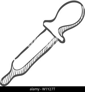 Eyedropper icon in doodle sketch lines. Printing publishing book Stock Vector