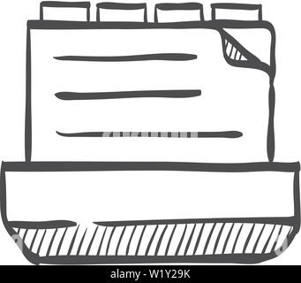 Medical records icon in doodle sketch lines. Cabinet files document patients information Stock Vector