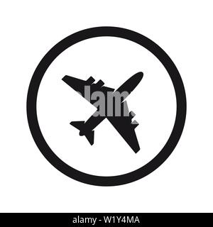 Airplane symbol. Plane, aircraft icon or sign concept. Stock Vector