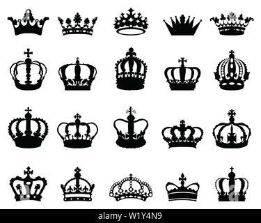 crown silhouette illustration vector set on white background Stock ...