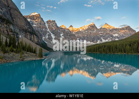 Early morning at Moraine Lake, Banff National Park, Canada Stock Photo