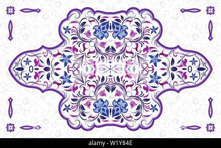 Vector decorative element in Oriental style. Richly decorated with arabesques ornament for the design of greeting cards, invitations and web pages. Th Stock Vector