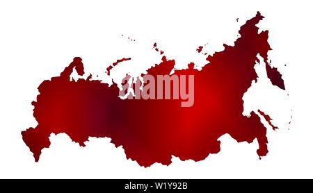 Map of Russia in red silhouette isolated over a white background Stock Vector