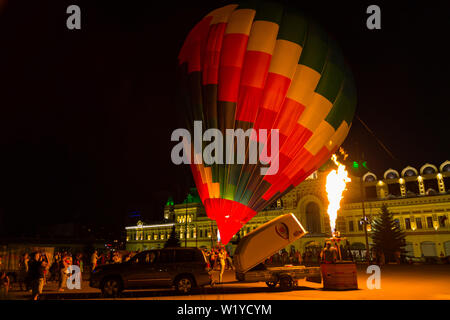 Hot air balloons festival, night start Stock Photo