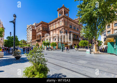 Avenida de la Constitucion  in historic downtown centre of Seville, Andalusia, Spain, Europe Stock Photo
