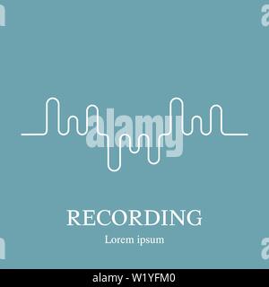 Line style icon of sound wave. Music logo template. Recording studio label. Radio badge with sample text. Clean and modern vector illustration for des Stock Vector