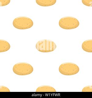 Seamless pattern with fresh potato vegetable. Organic food. Cartoon style. Vector illustration for design, web, wrapping paper, fabric, wallpaper. Stock Vector