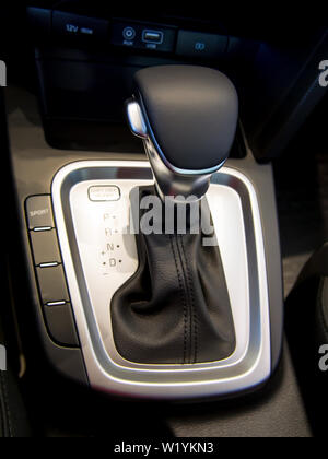 The selector of an automatic transmission in position "P" Stock Photo