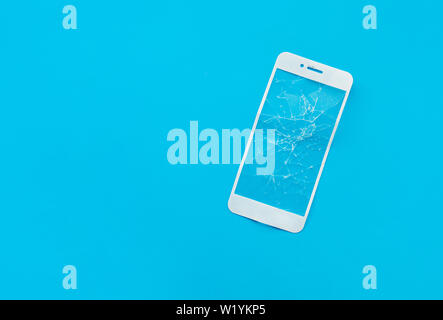 Cracked tempered glass shield,film screen cover for mobile phone.protector concepts ideas Stock Photo