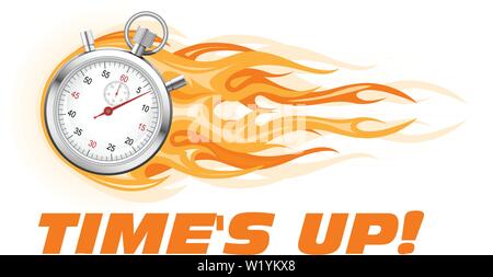 Times up, hurry up - burning stopwatch icon, hot offer symbol Stock Vector