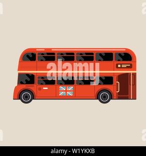 London red bus - double-decker bus side view, symbol of London Stock Vector