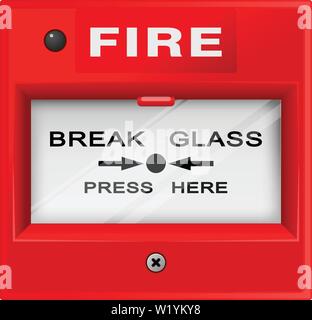 Fire alarm box on wall, warning and security system, siren Stock Vector