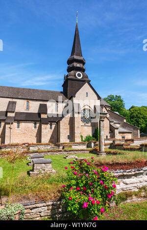 Red roses at Varnhem abbey in Sweden Stock Photo